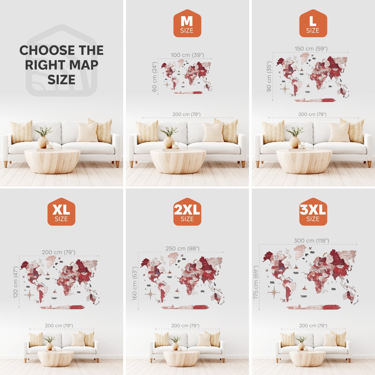 3D Wooden World Map Wall Art - Volcano