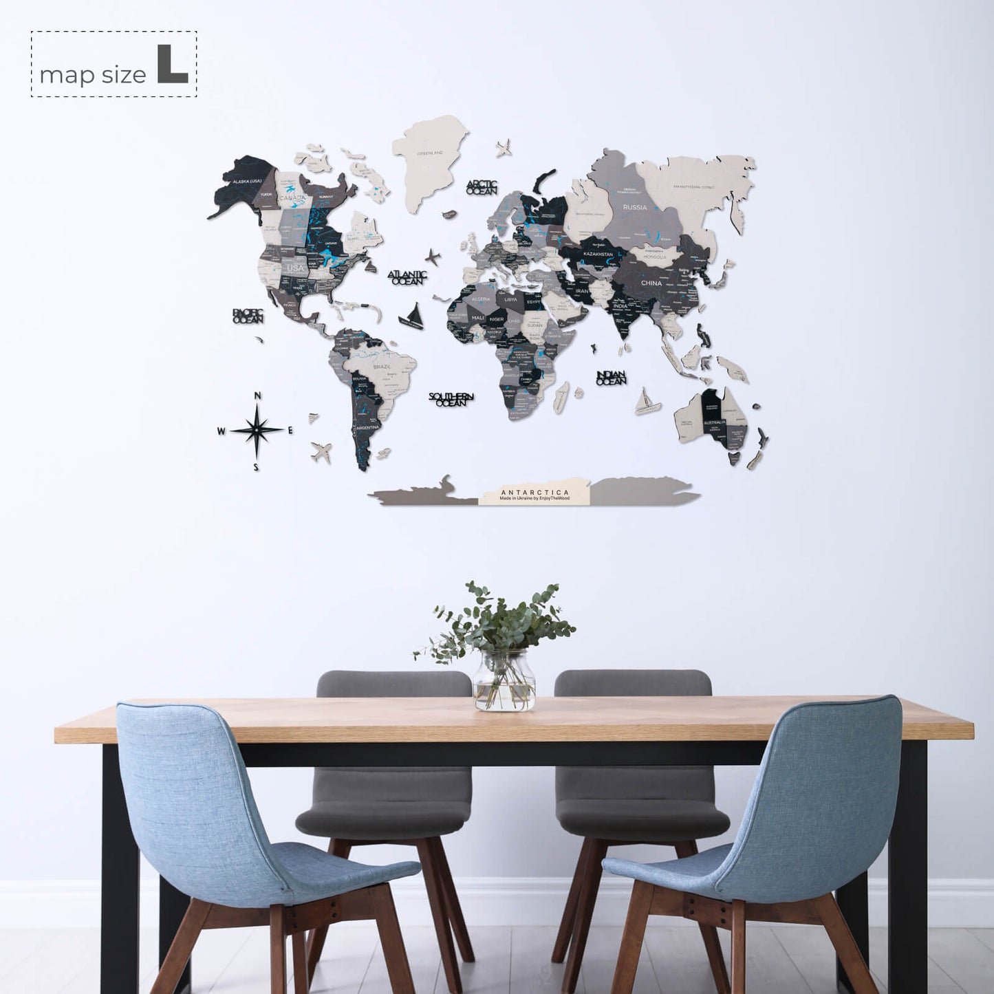 3D Wooden World Map Wall Art - Nordik US