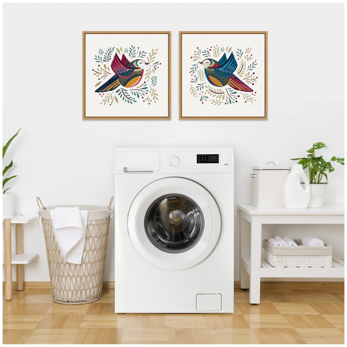 Peace Birds Red and Blue Framed Canvas Art Set