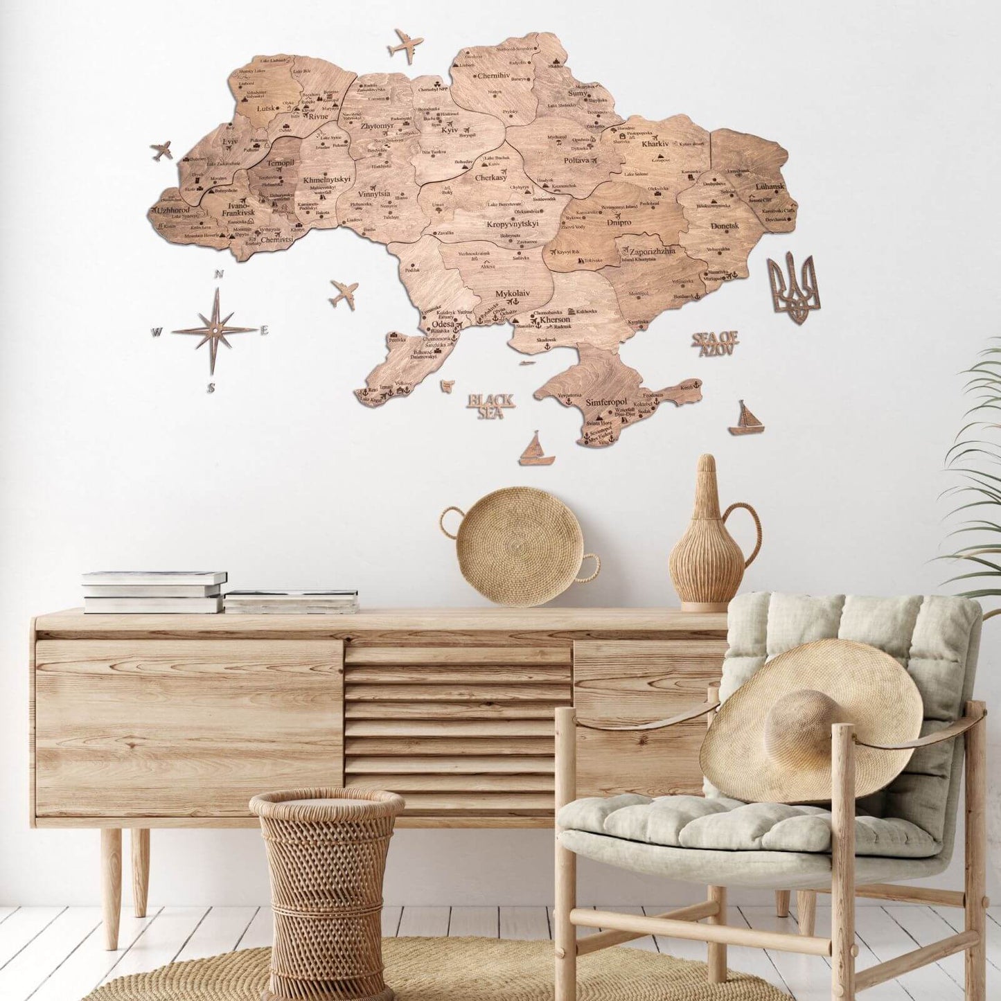 Wooden Map Of Ukraine Wall Art