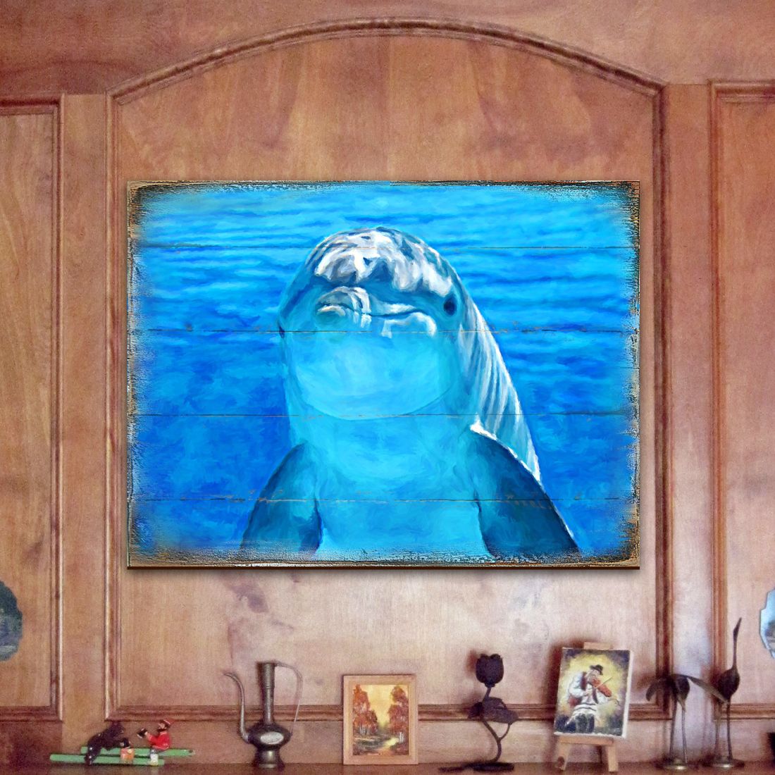 Dolphin Wood Wall Art - Coastal Sea Life Decor