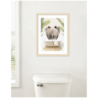 Elephant Back in Palm Bathtub by Amy Peterson Framed Wall Art Print