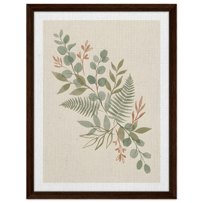 Sage Botanica Boho Botanical Print - 45x60 cm / 18x24″ / Framed Canvas - Dark wood frame - Sparkycare