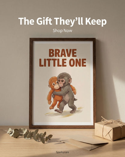 Brave Little One Monkey Poster - Bold Typography Framed Art