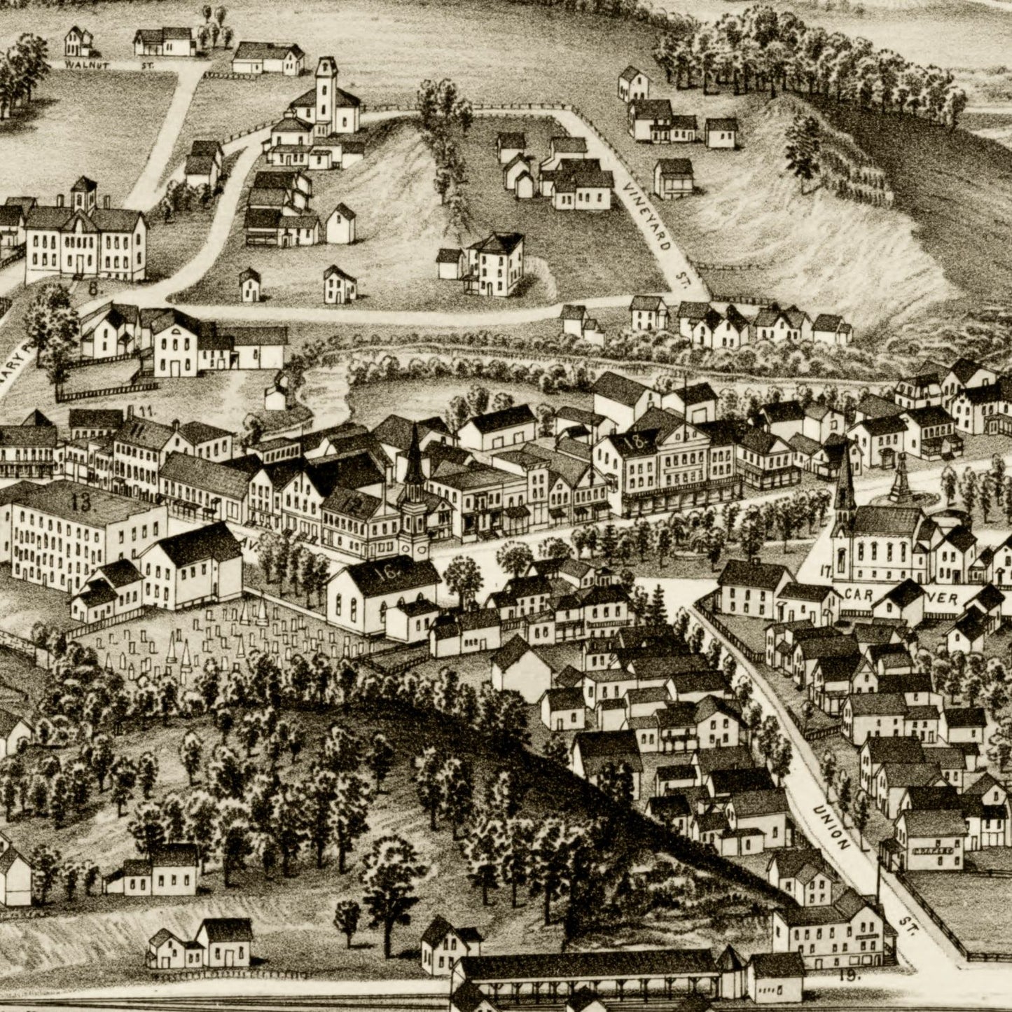 Vintage Map of Brandon, Vermont 1890