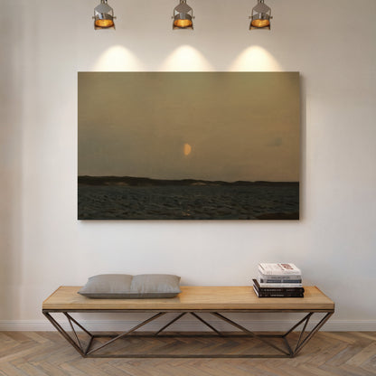 Moonrise Over Quiet Waters Minimalist Seascape Wall Art