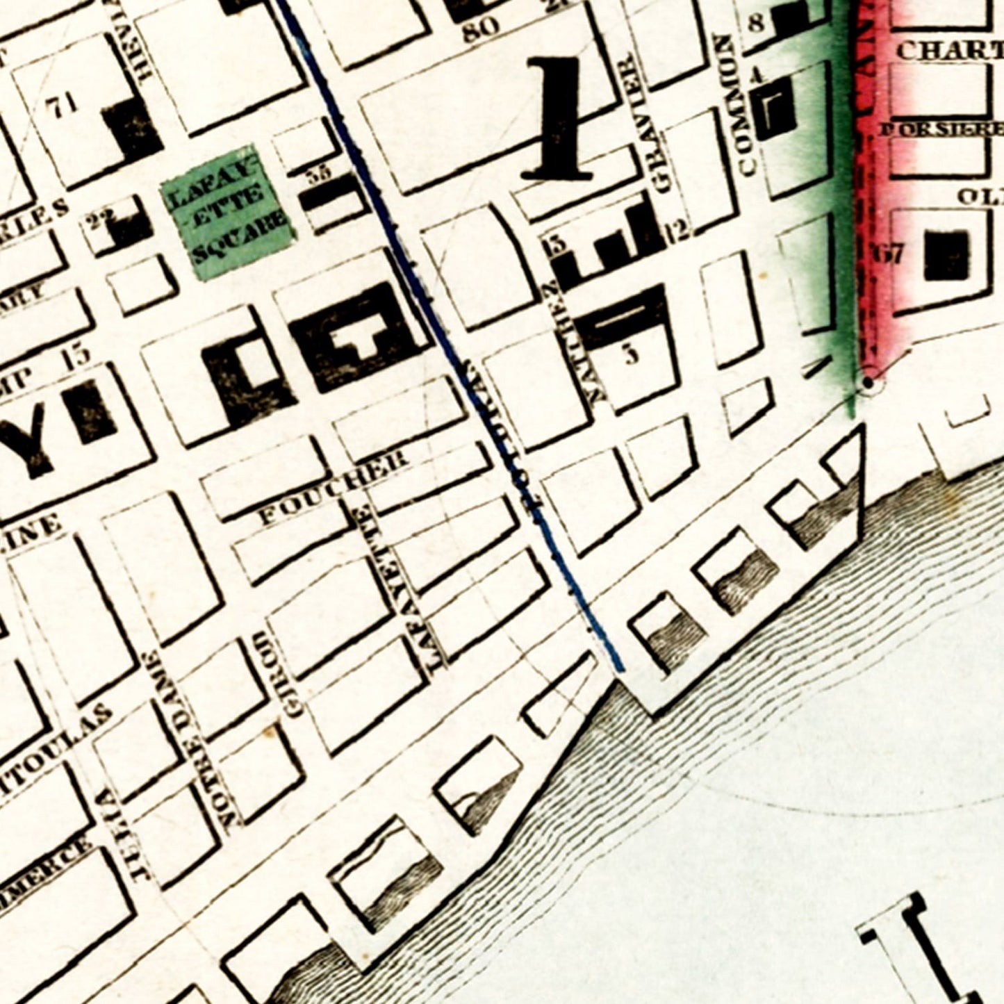 Vintage Map of New Orleans, Louisiana, 1845 II
