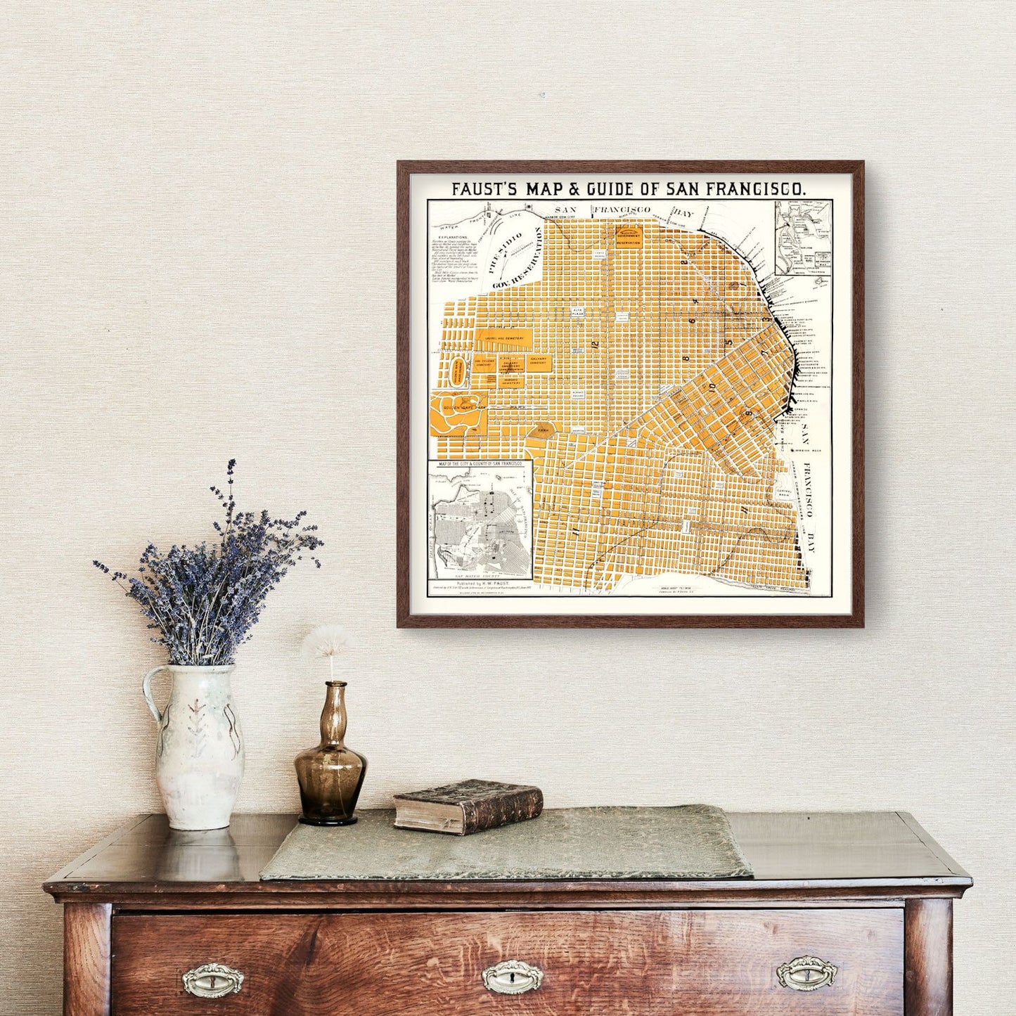 Vintage Map of San Francisco, California, 1882