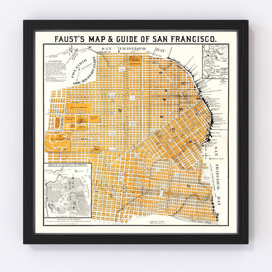 vintage map of San Francisco, California, 1882