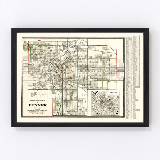 vintage map of Denver, Colorado, 1920