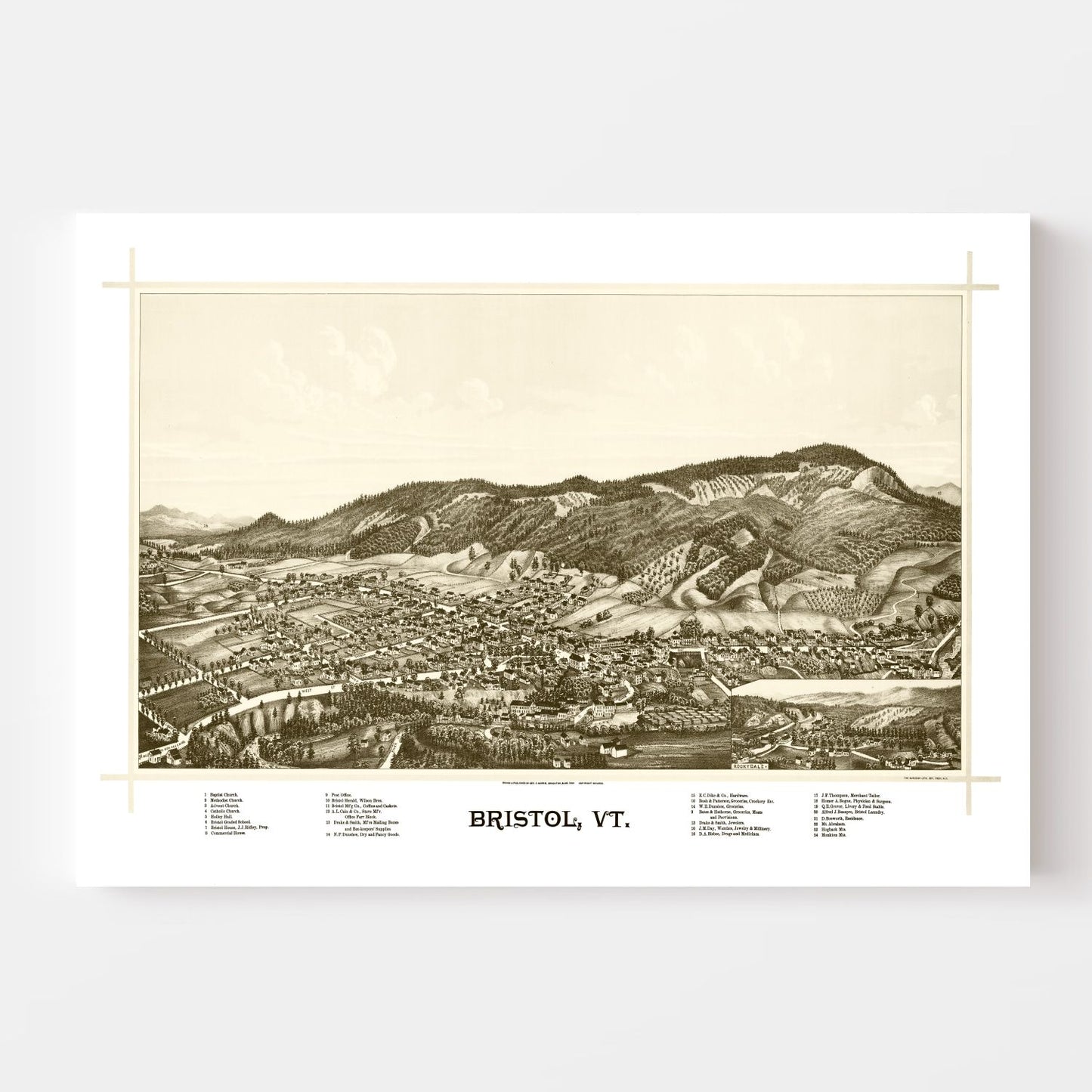 Vintage Map of Bristol, Vermont, 1889