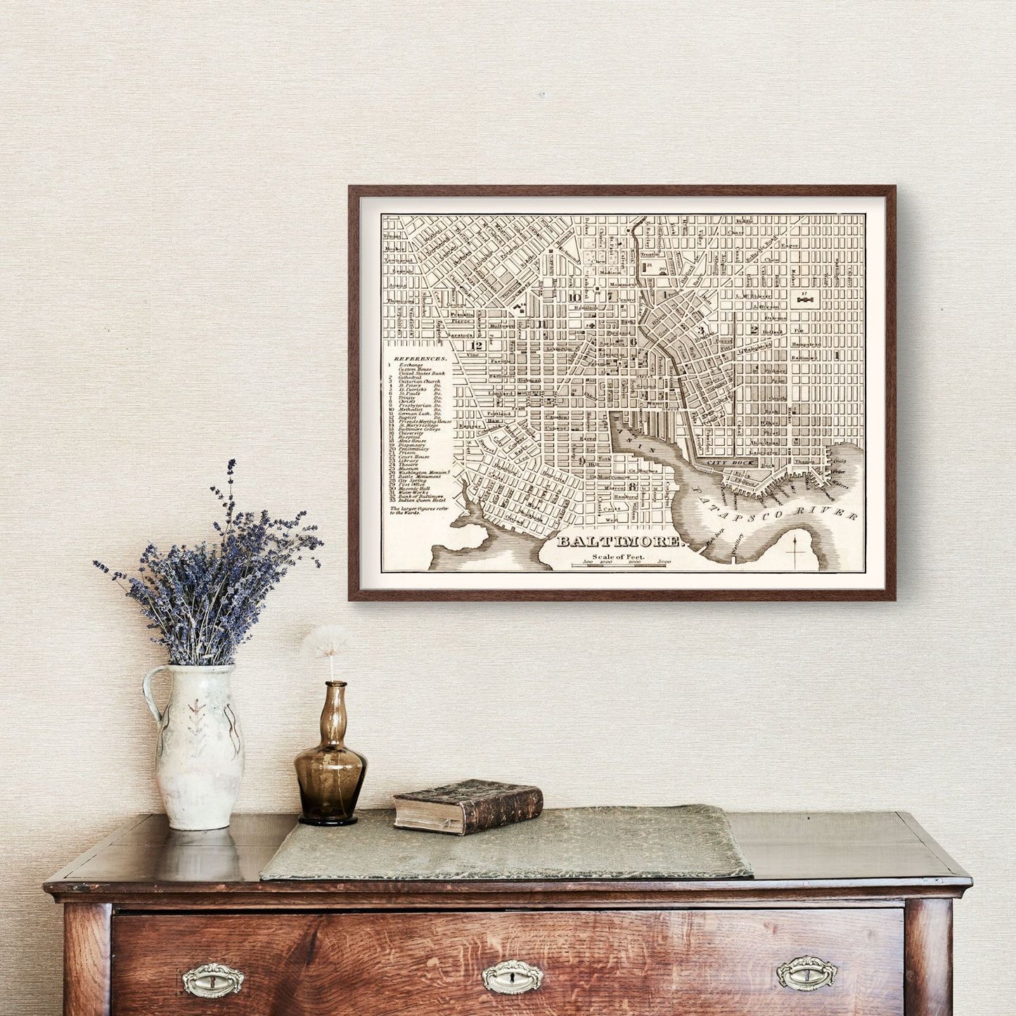 Vintage Map of Baltimore, Maryland, 1846