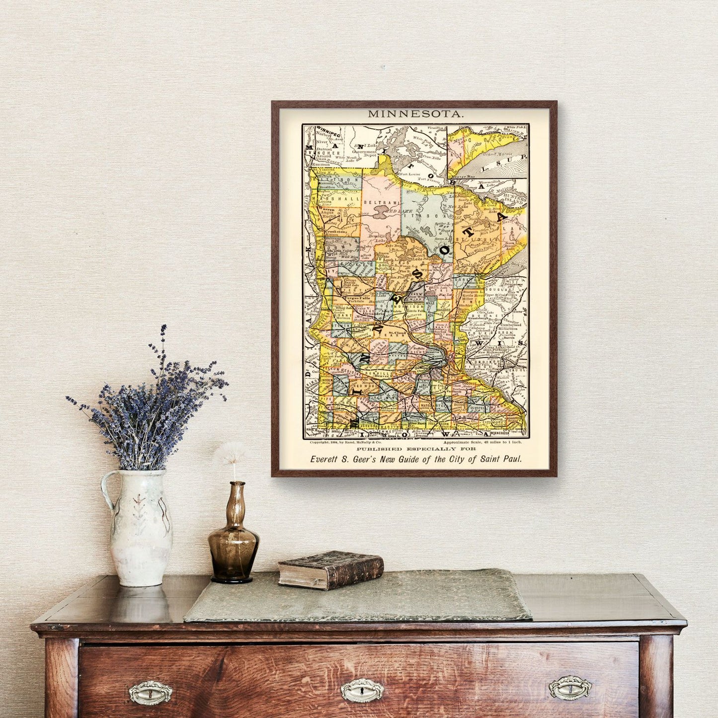 Vintage Map of Minnesota, 1884