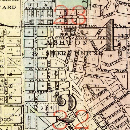 Vintage Map of St. Paul, Minnesota, 1884