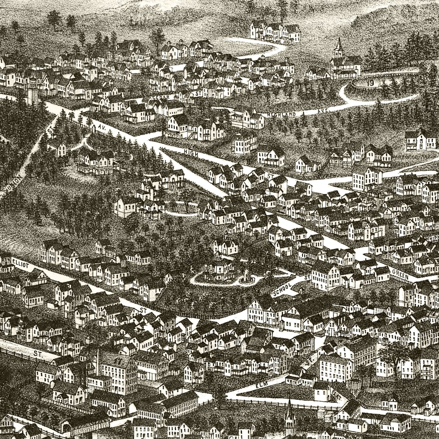 Vintage Map of Brattleboro, Vermont 1886
