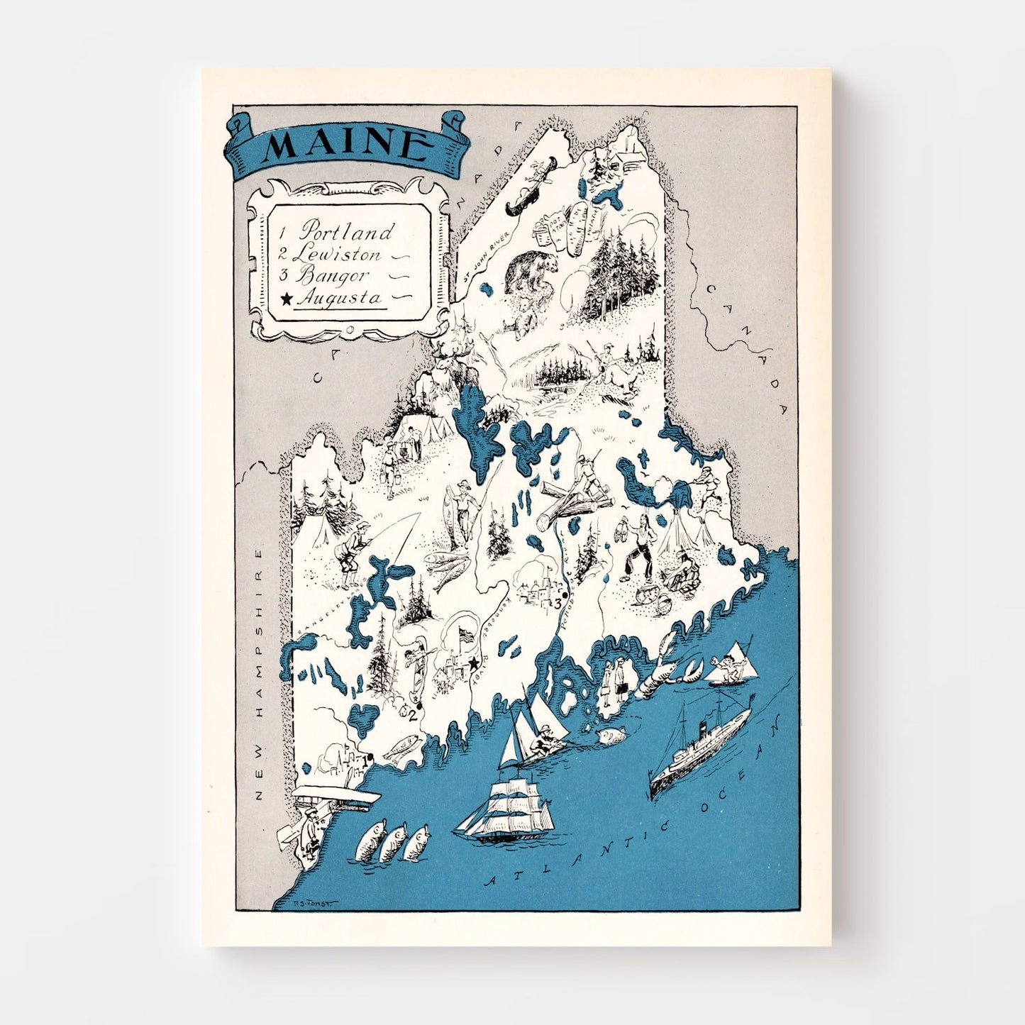 Vintage Map of Maine, 1931