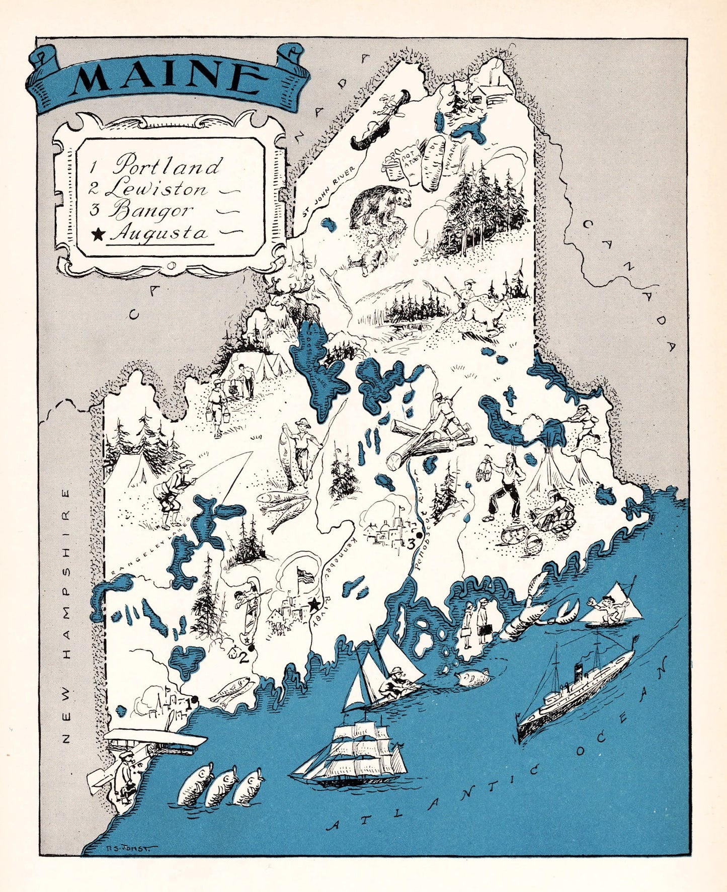 Vintage Map of Maine, 1931