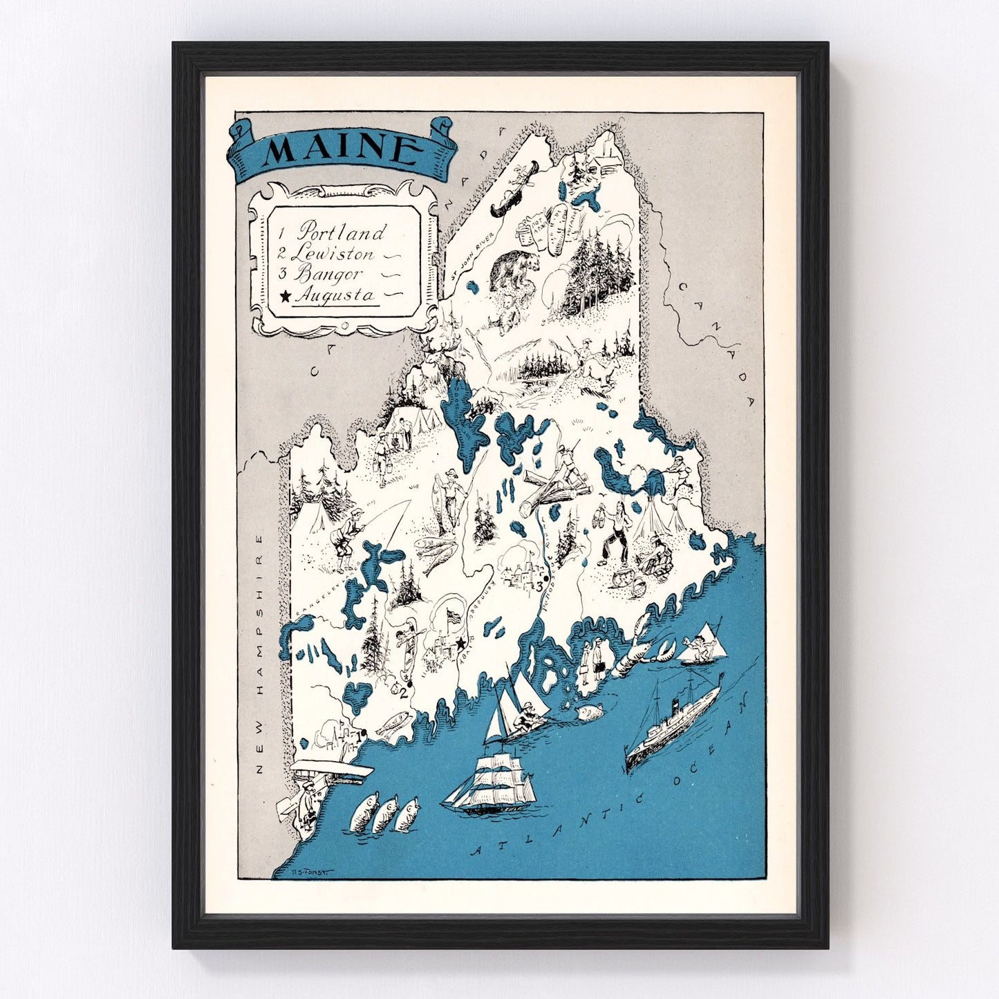 Vintage map of Maine, 1931