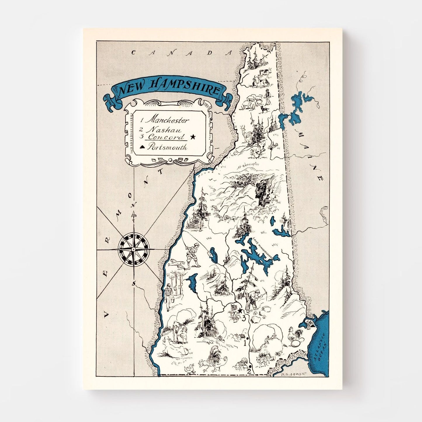 Vintage Map of New Hampshire, 1931