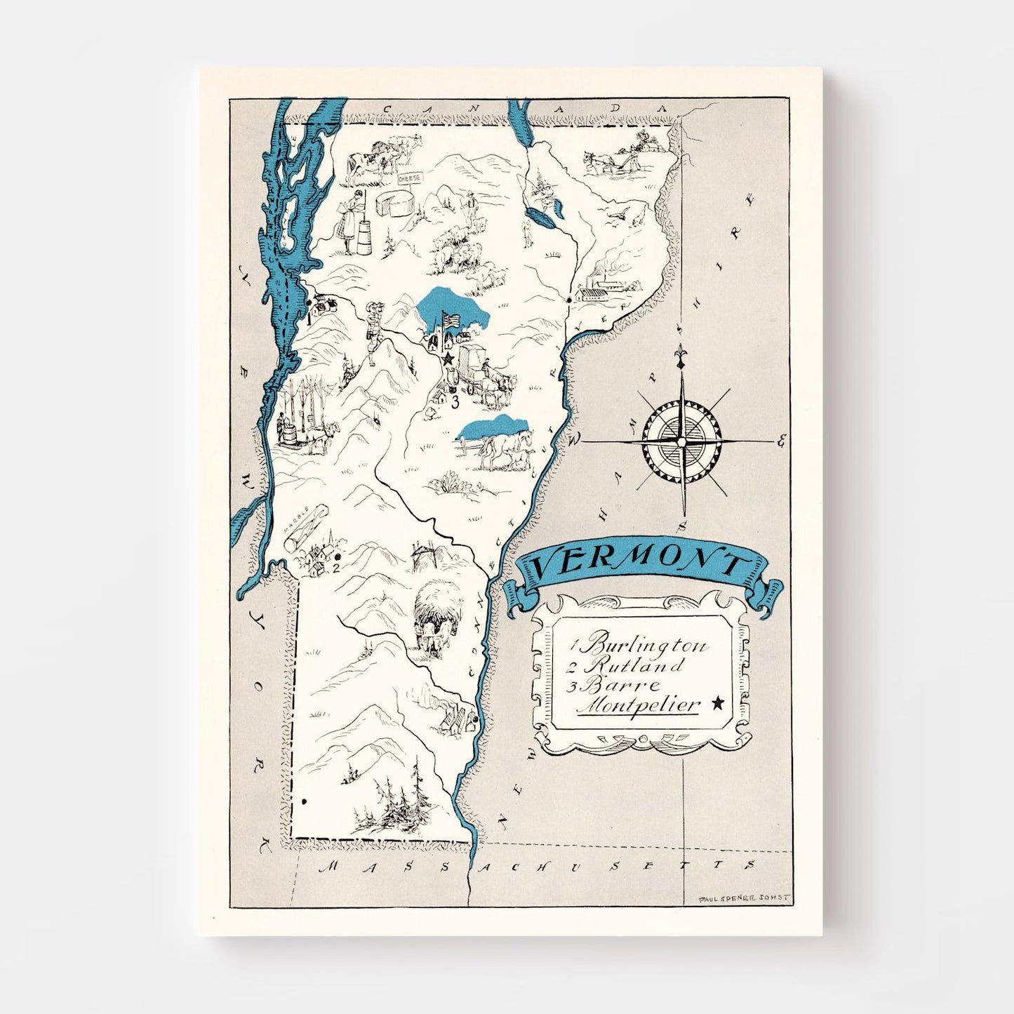 Vintage Map of Vermont, 1931
