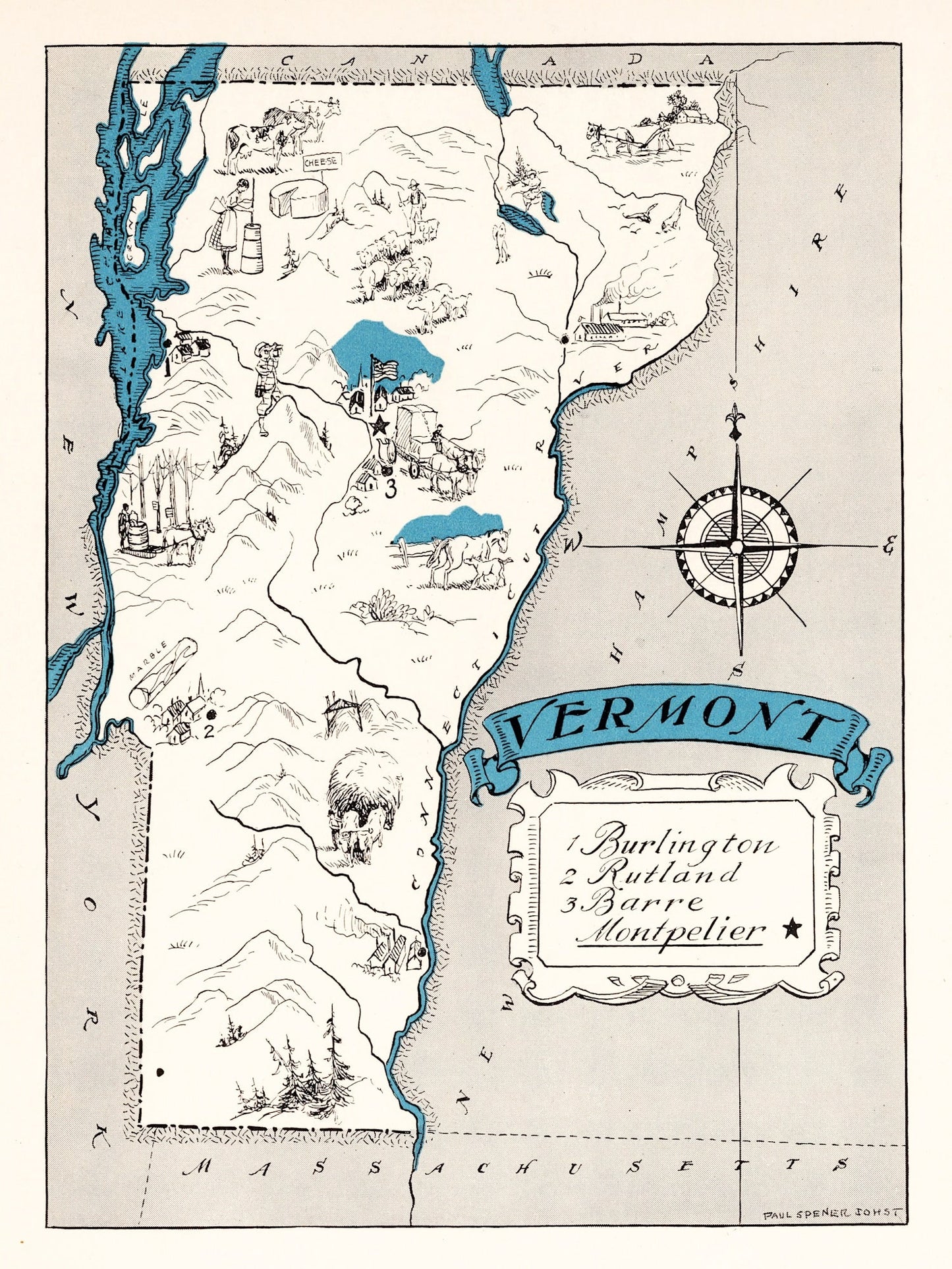 Vintage Map of Vermont, 1931