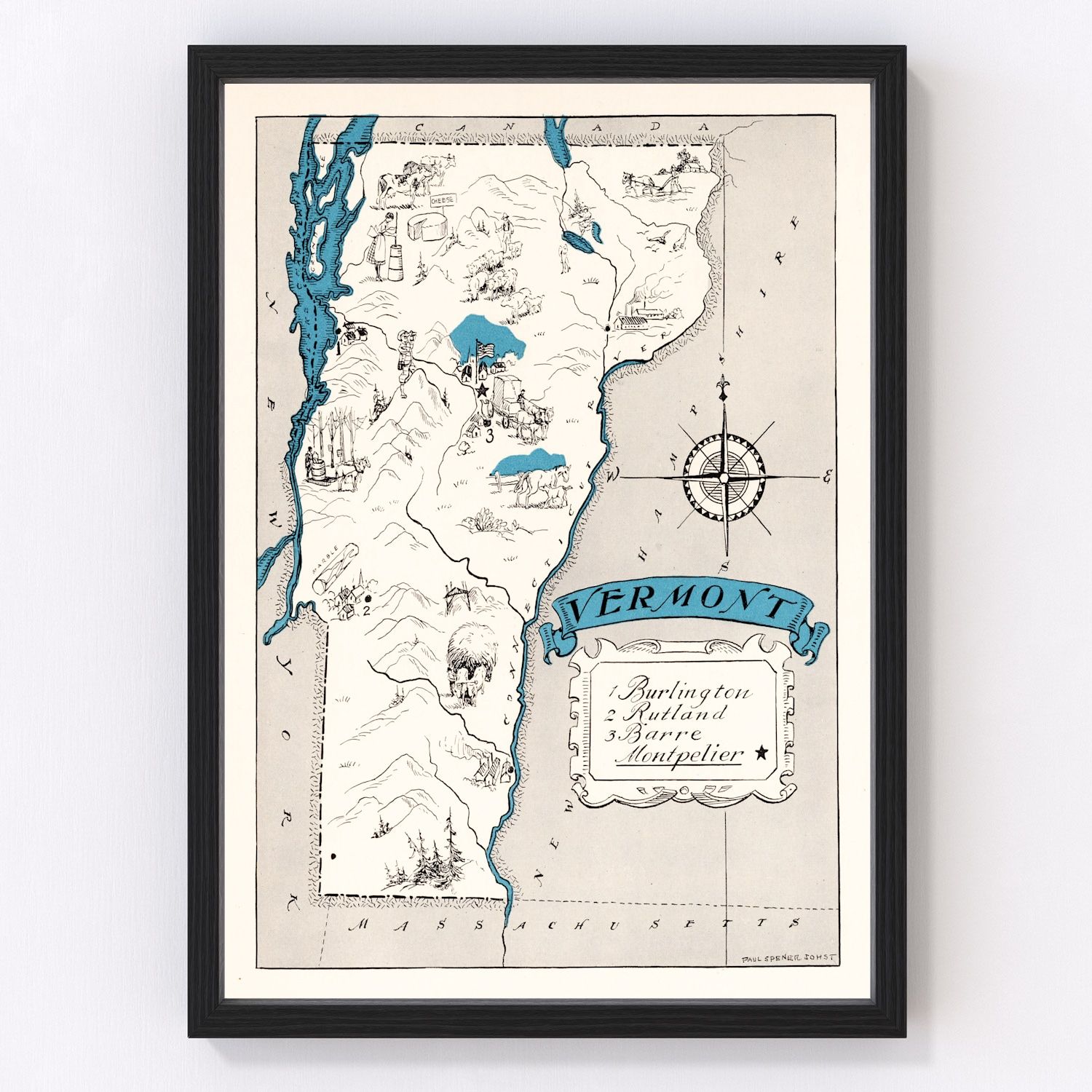 Vintage map of Vermont, 1931