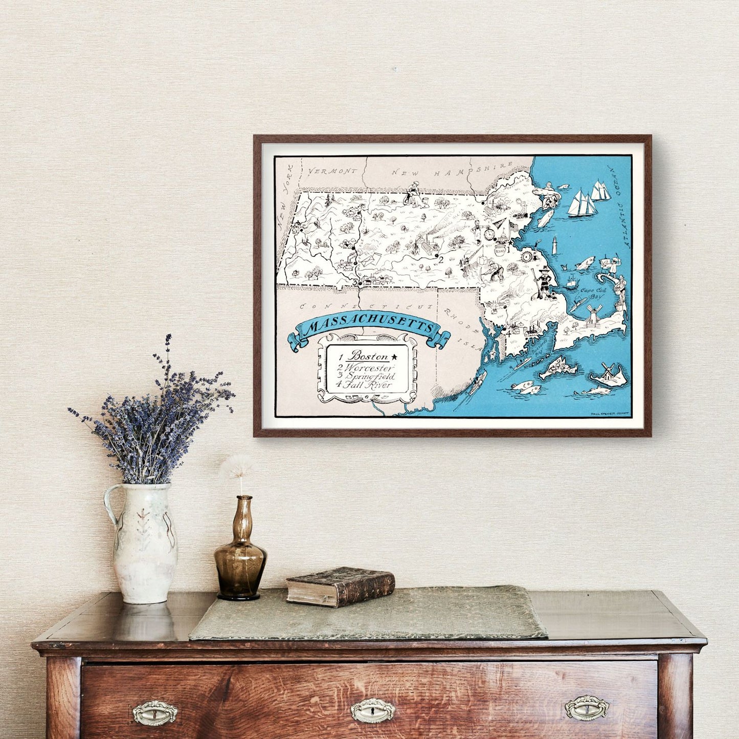 Vintage Map of Massachusetts, 1931