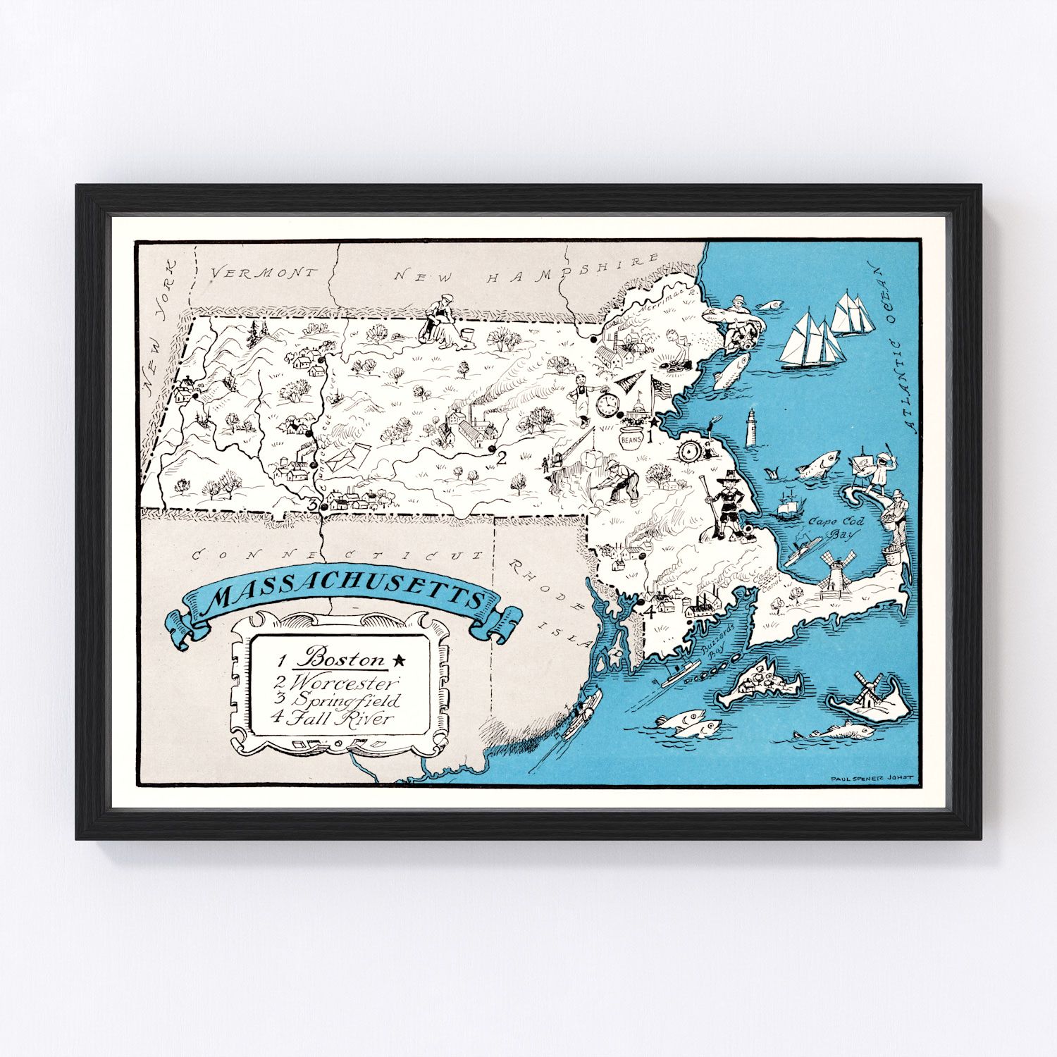 Vintage map of Massachusetts, 1931
