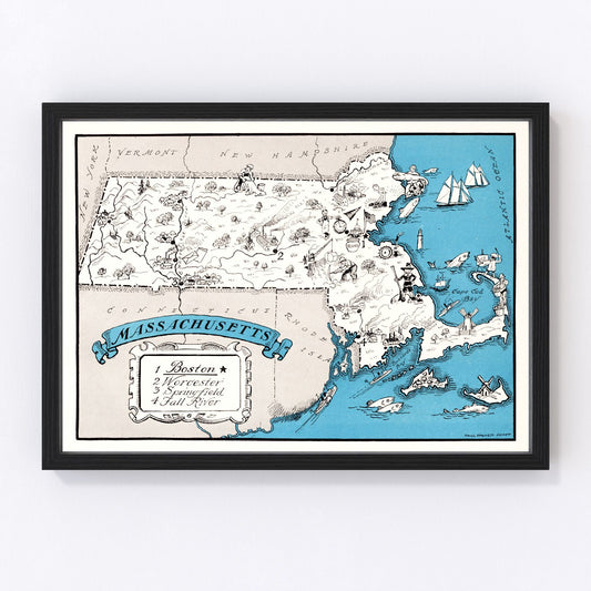 Vintage map of Massachusetts, 1931