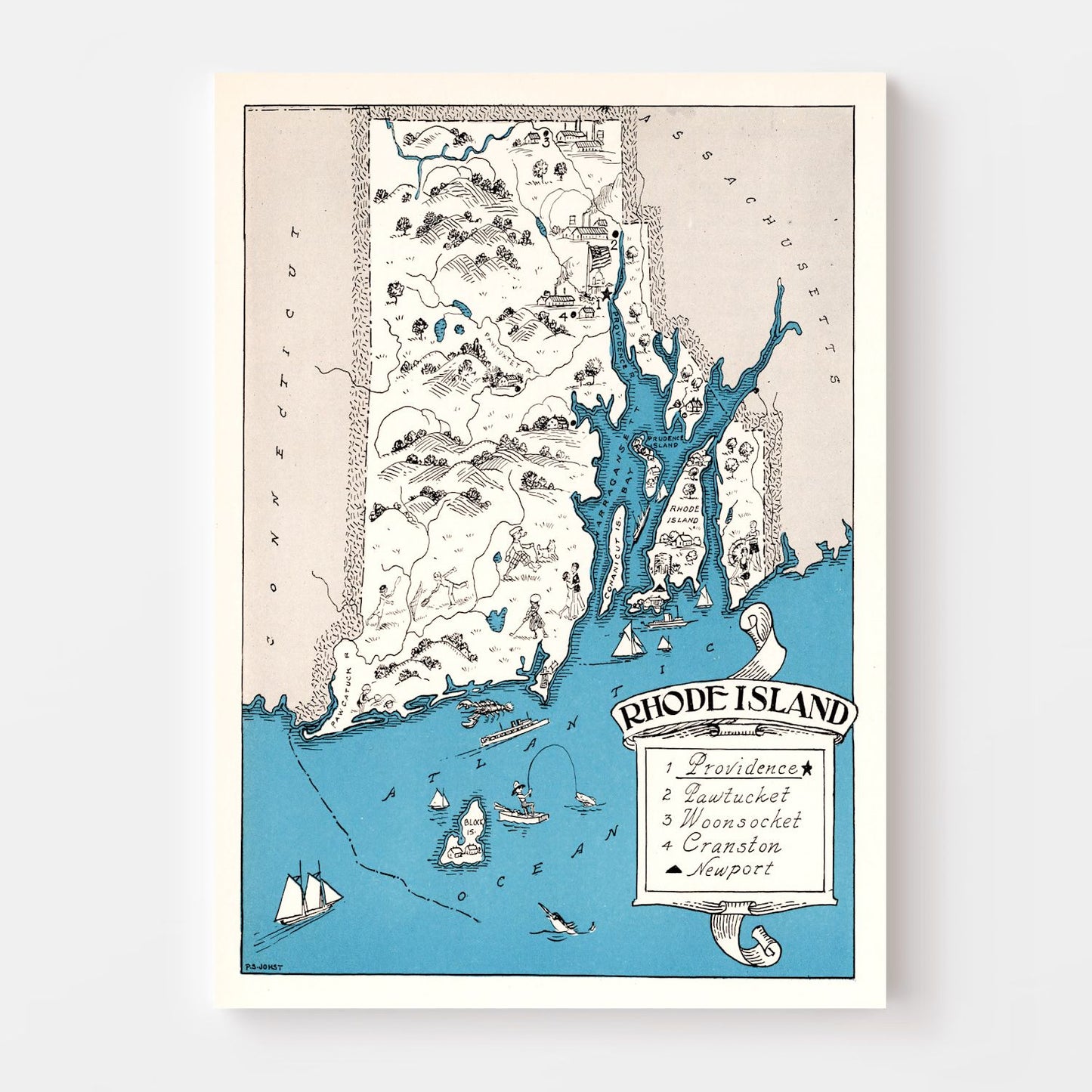 Vintage Map of Rhode Island, 1931