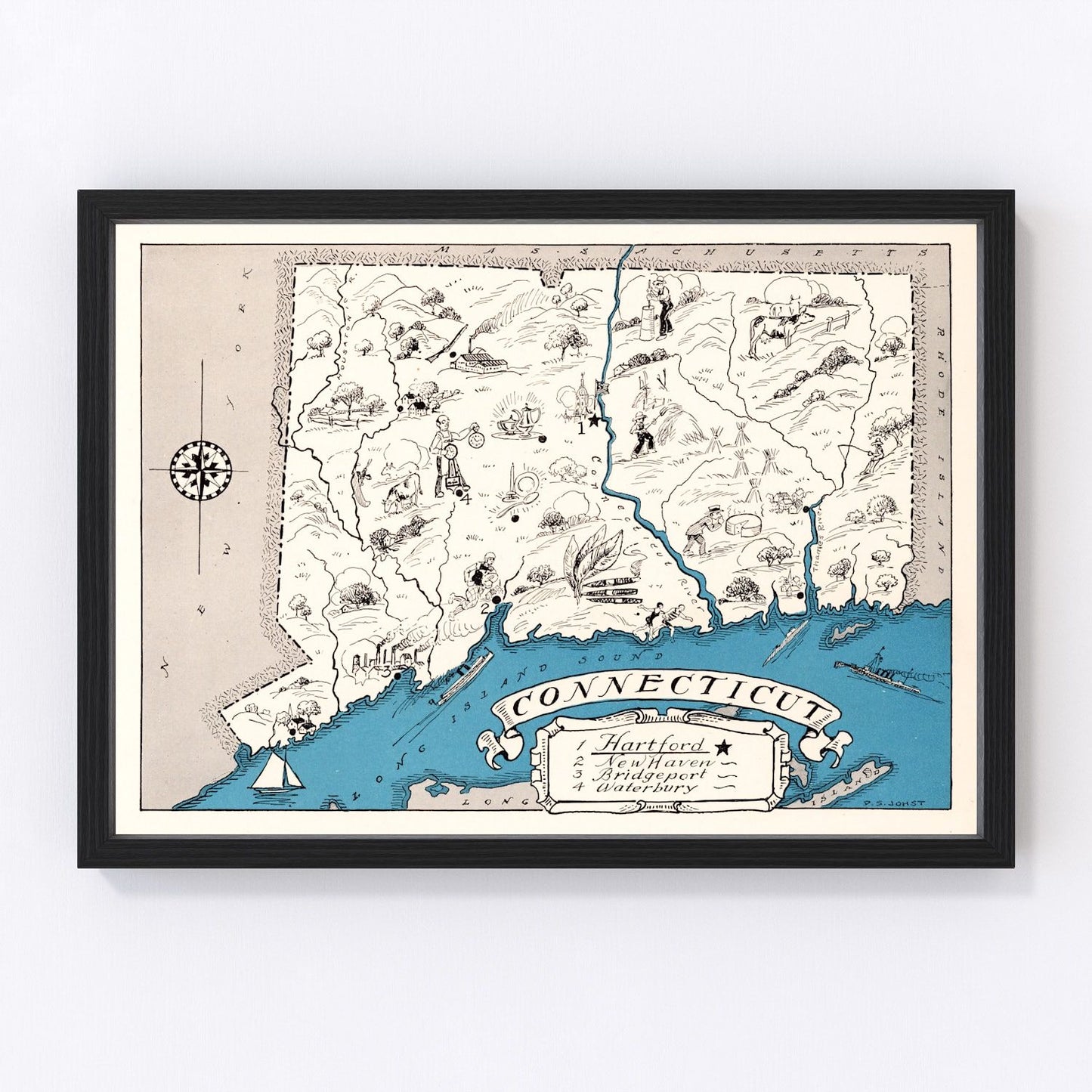 Vintage map of Connecticut, 1931