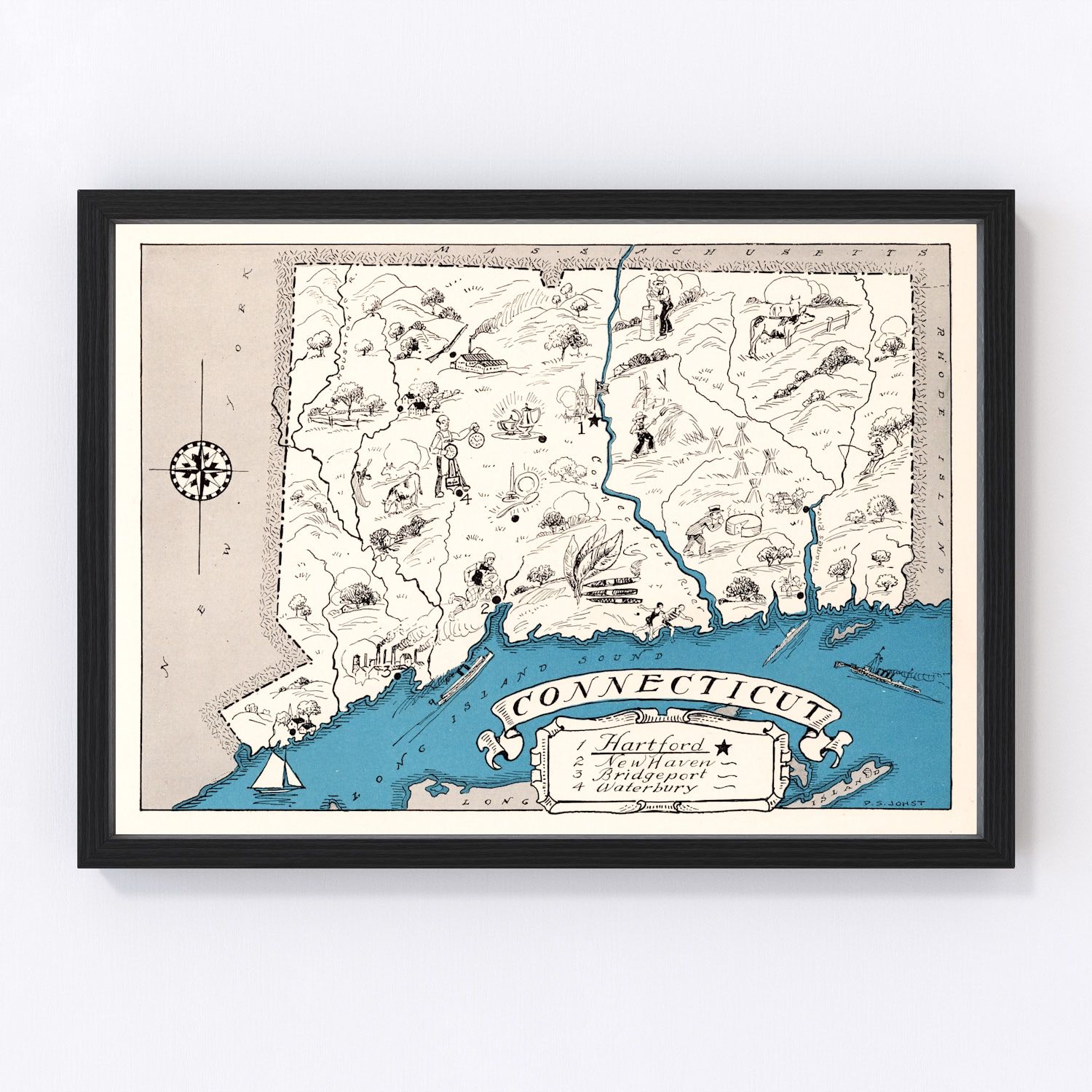 Vintage map of Connecticut, 1931