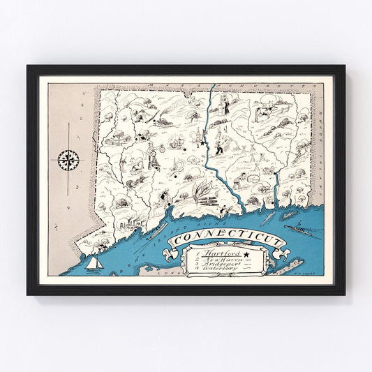 Vintage map of Connecticut, 1931