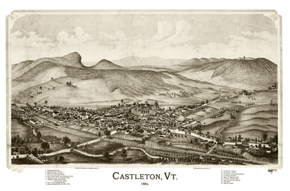Vintage Map of Castleton, Vermont, 1886