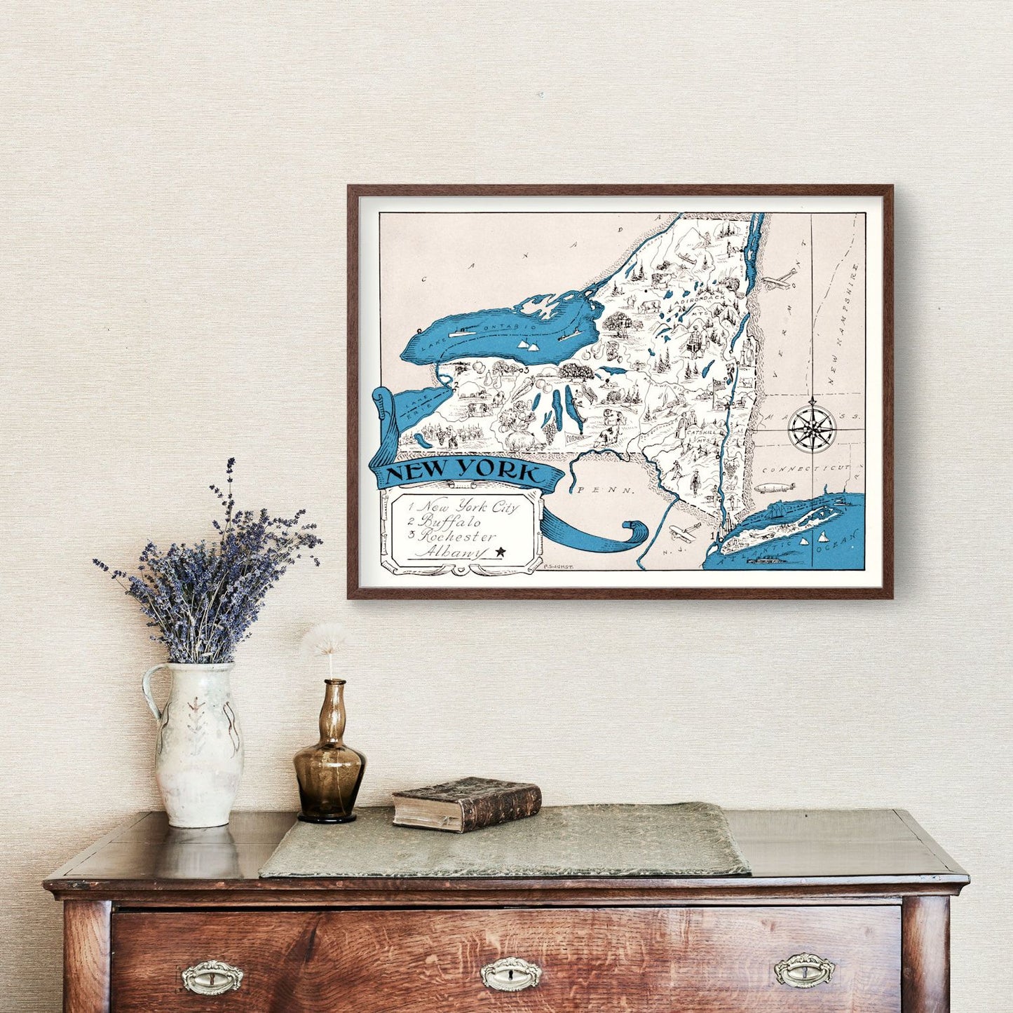 Vintage Map of New York State, 1931