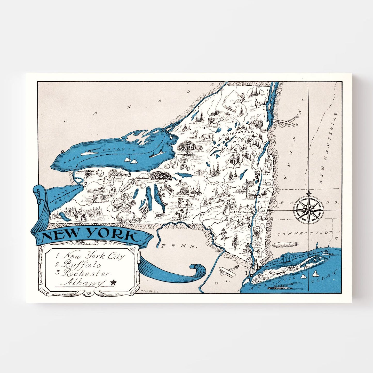 Vintage Map of New York State, 1931
