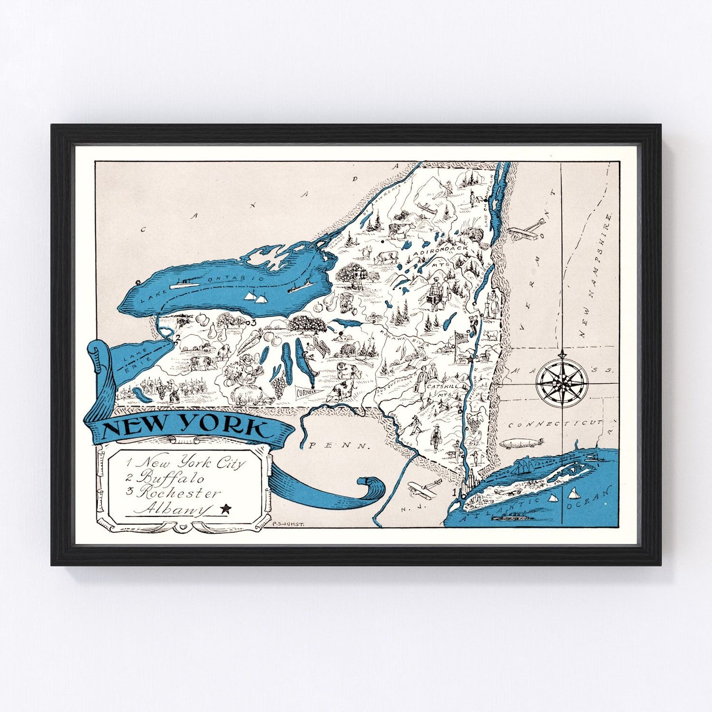 Vintage map of New York State, 1931