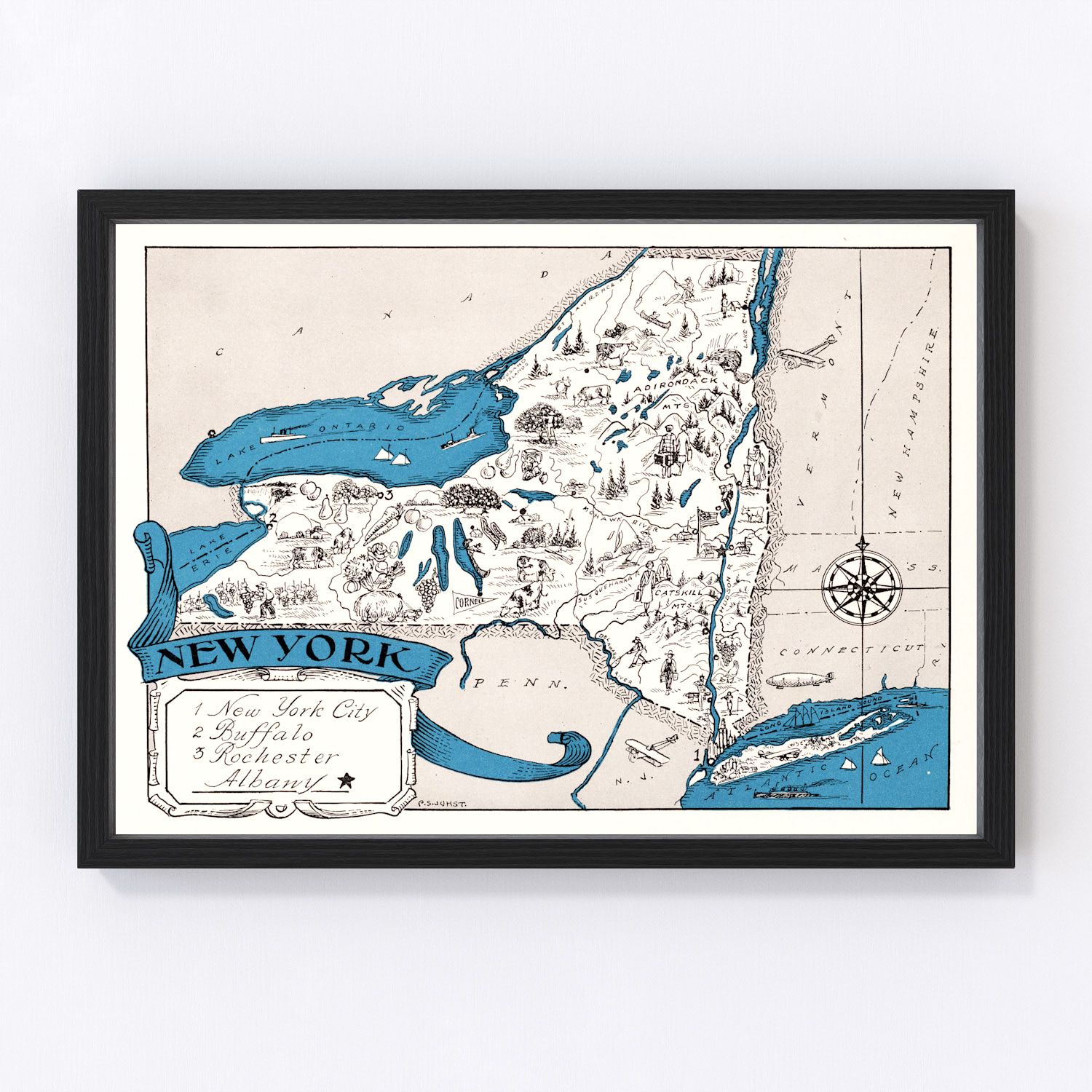 Vintage map of New York State, 1931