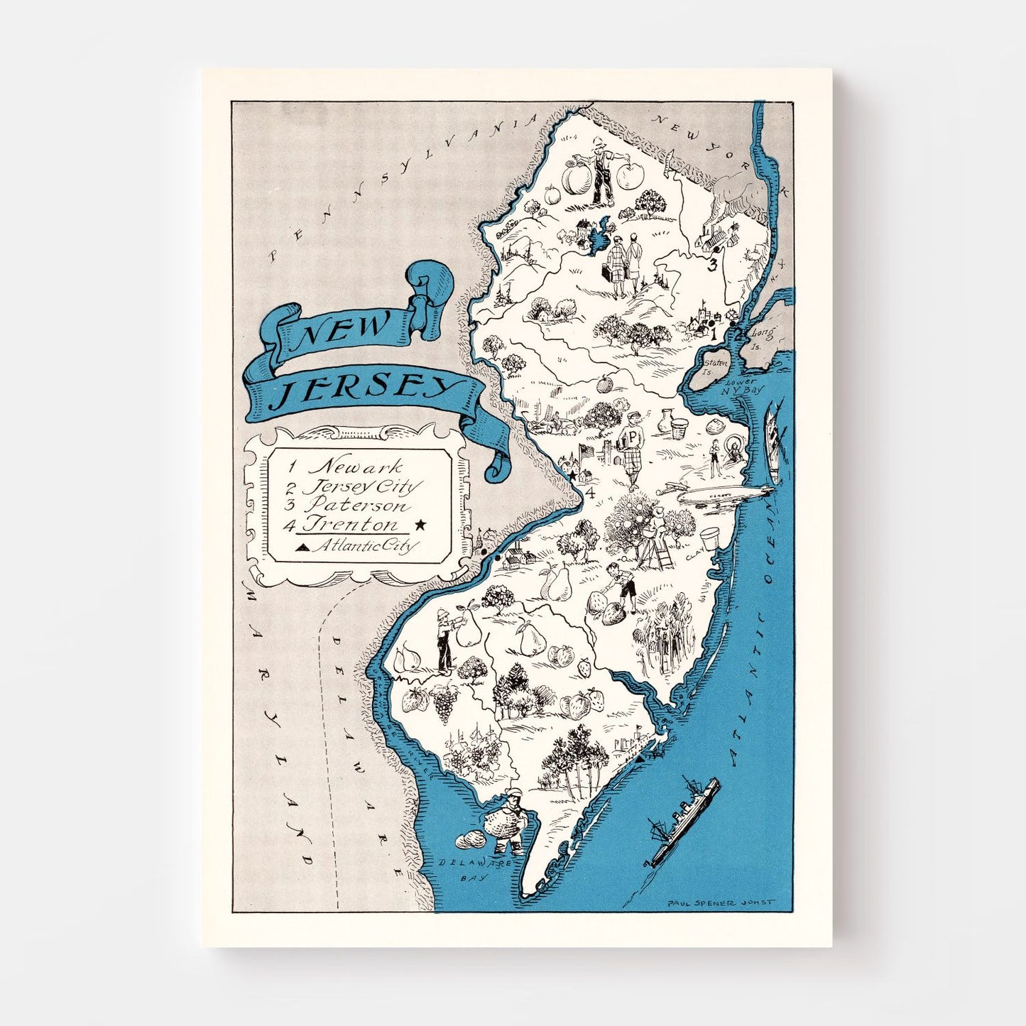 Vintage Map of New Jersey, 1931