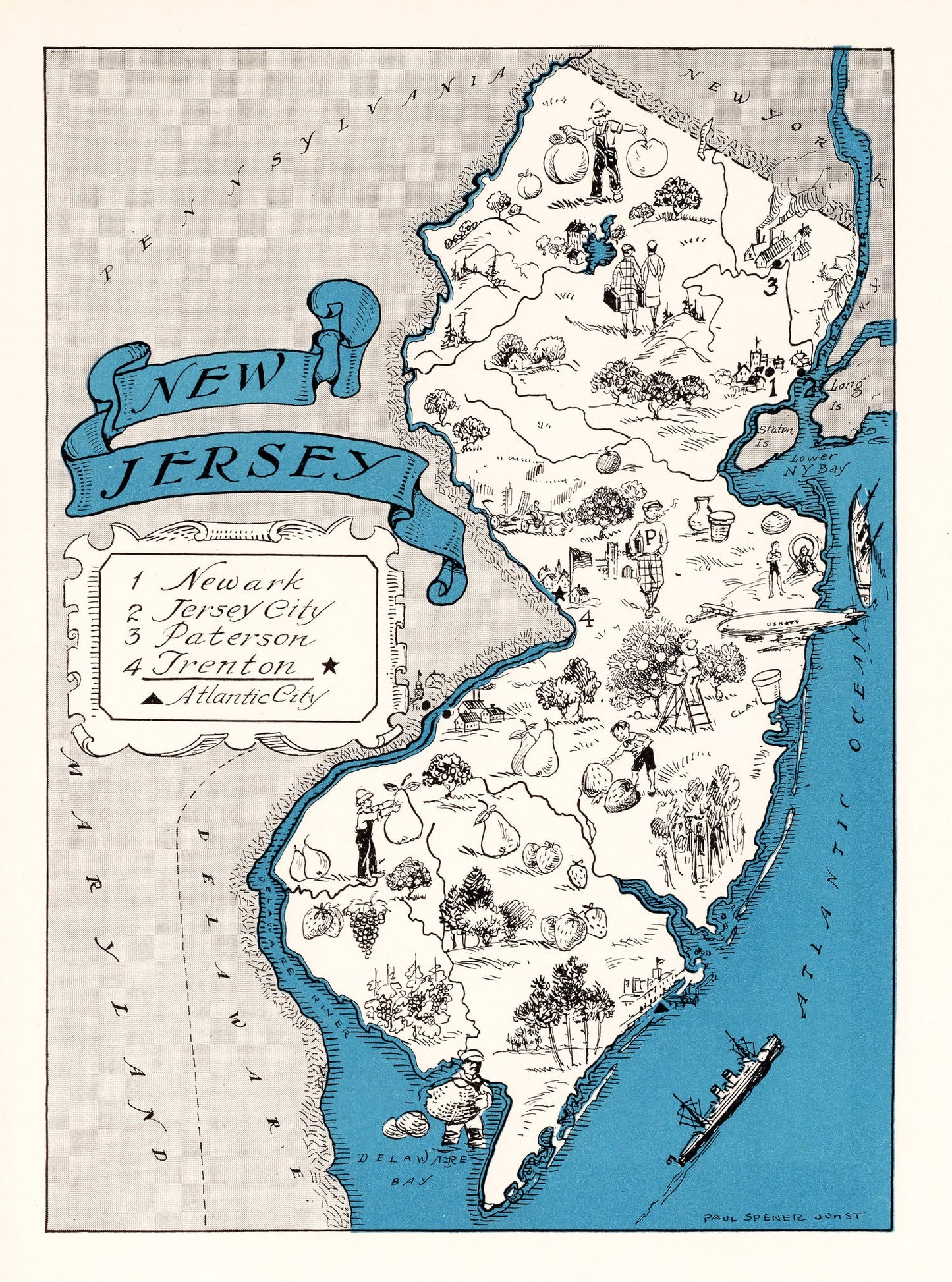 Vintage Map of New Jersey, 1931
