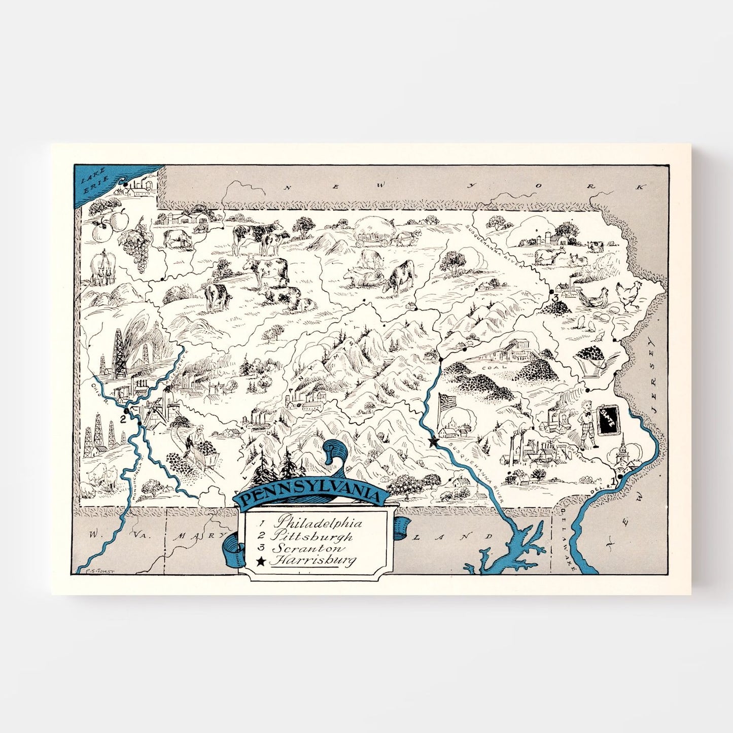 Vintage Map of Pennsylvania, 1931