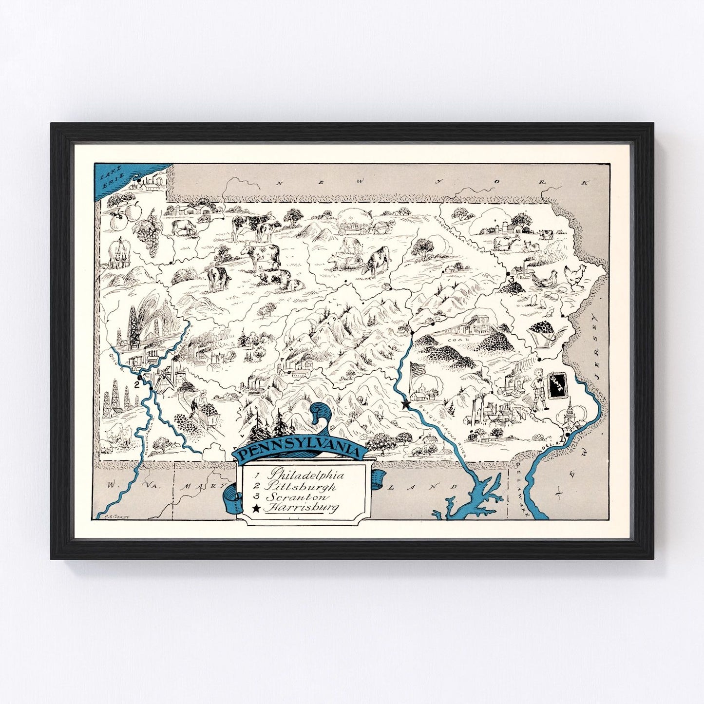 vintage map of Pennsylvania, 1931