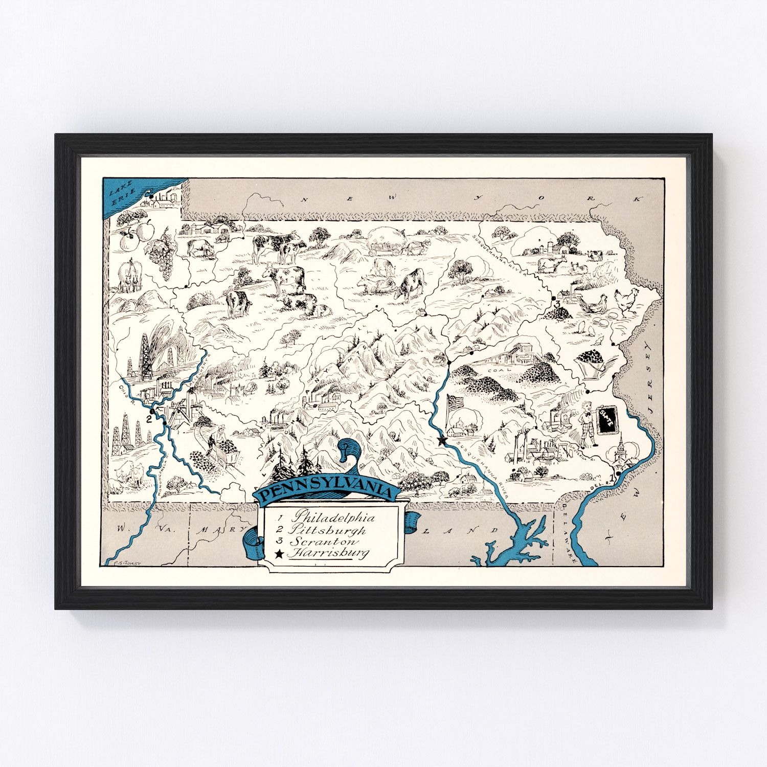 vintage map of Pennsylvania, 1931