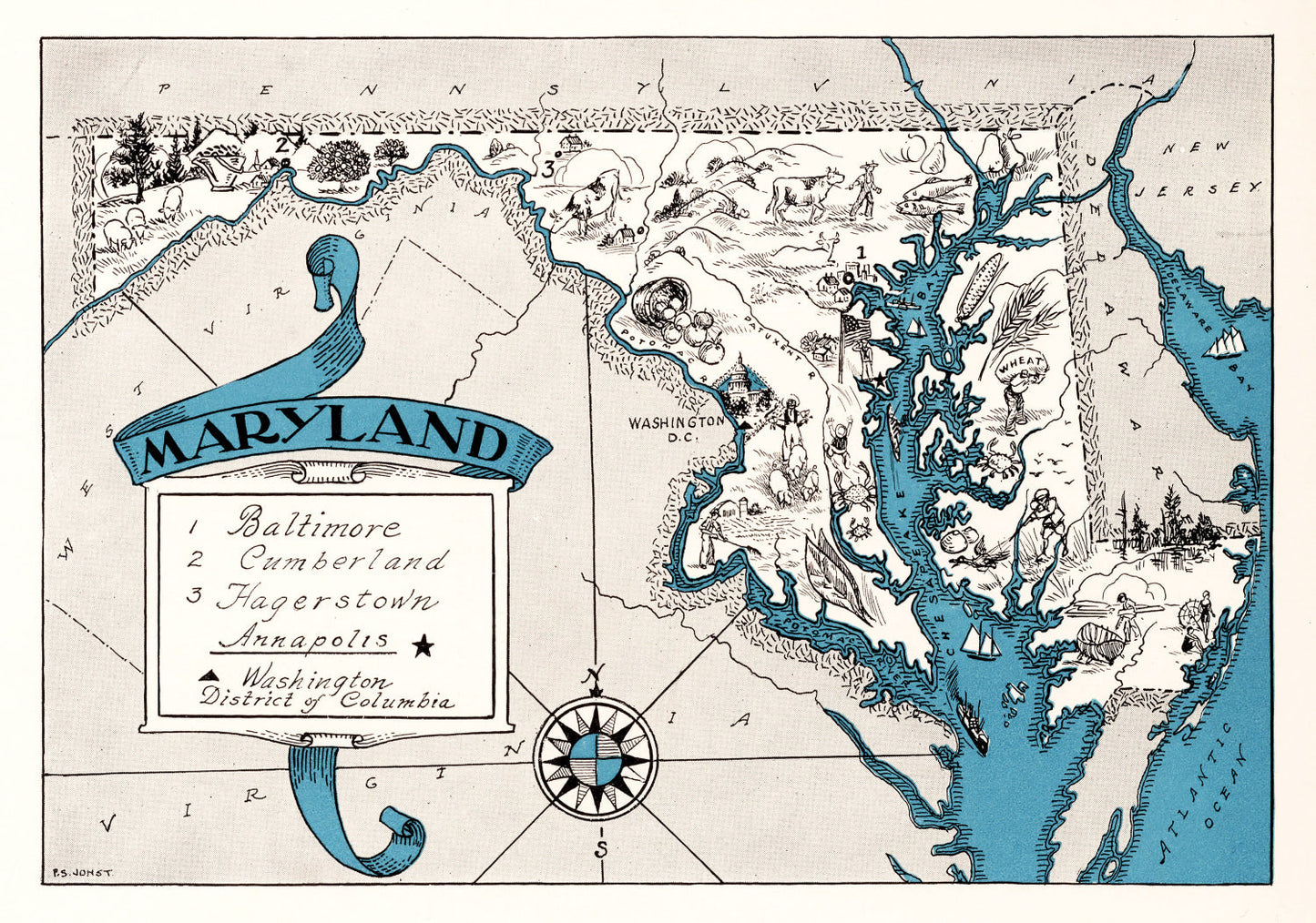 Vintage Map of Maryland, 1931