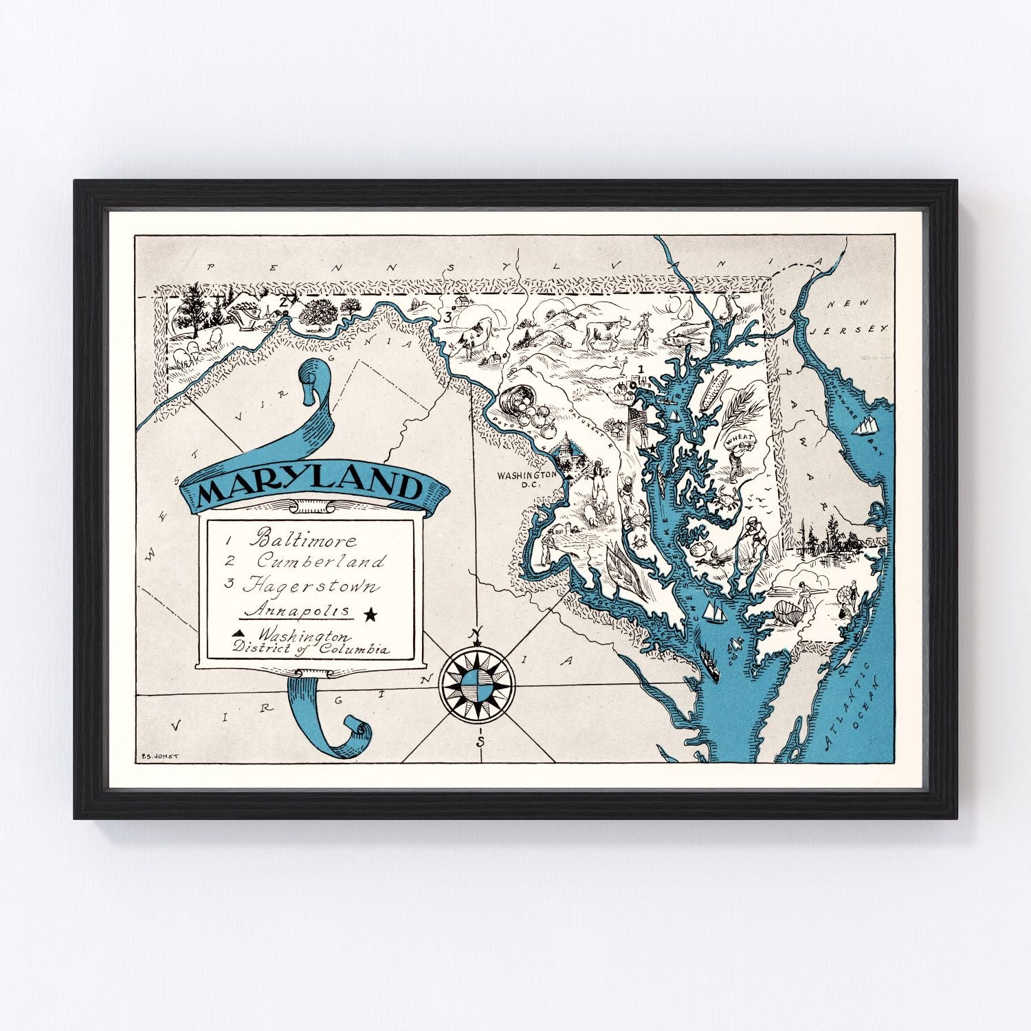 Vintage map of Maryland, 1931