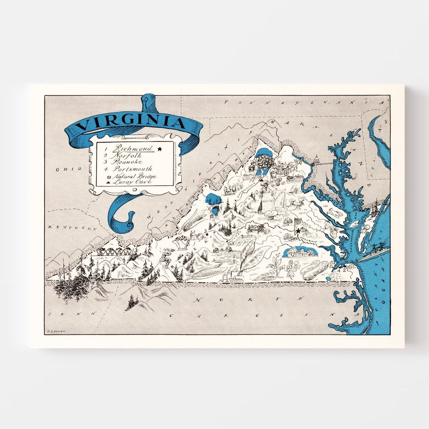 Vintage Map of Virginia, 1931