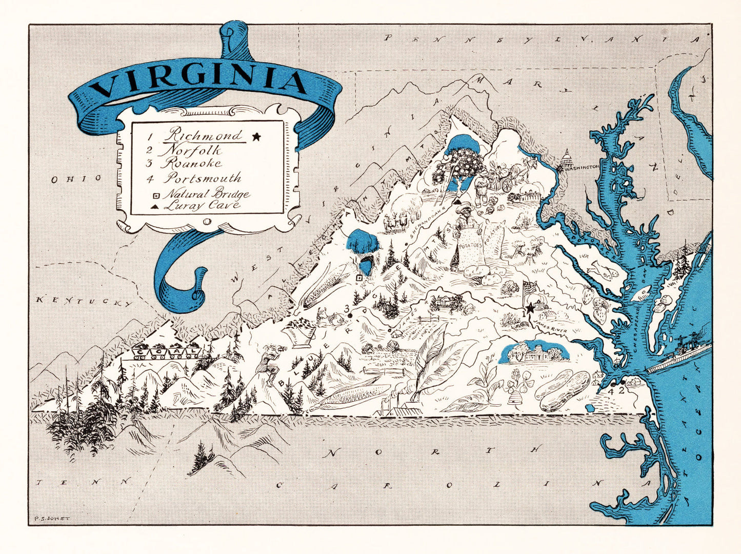 Vintage Map of Virginia, 1931