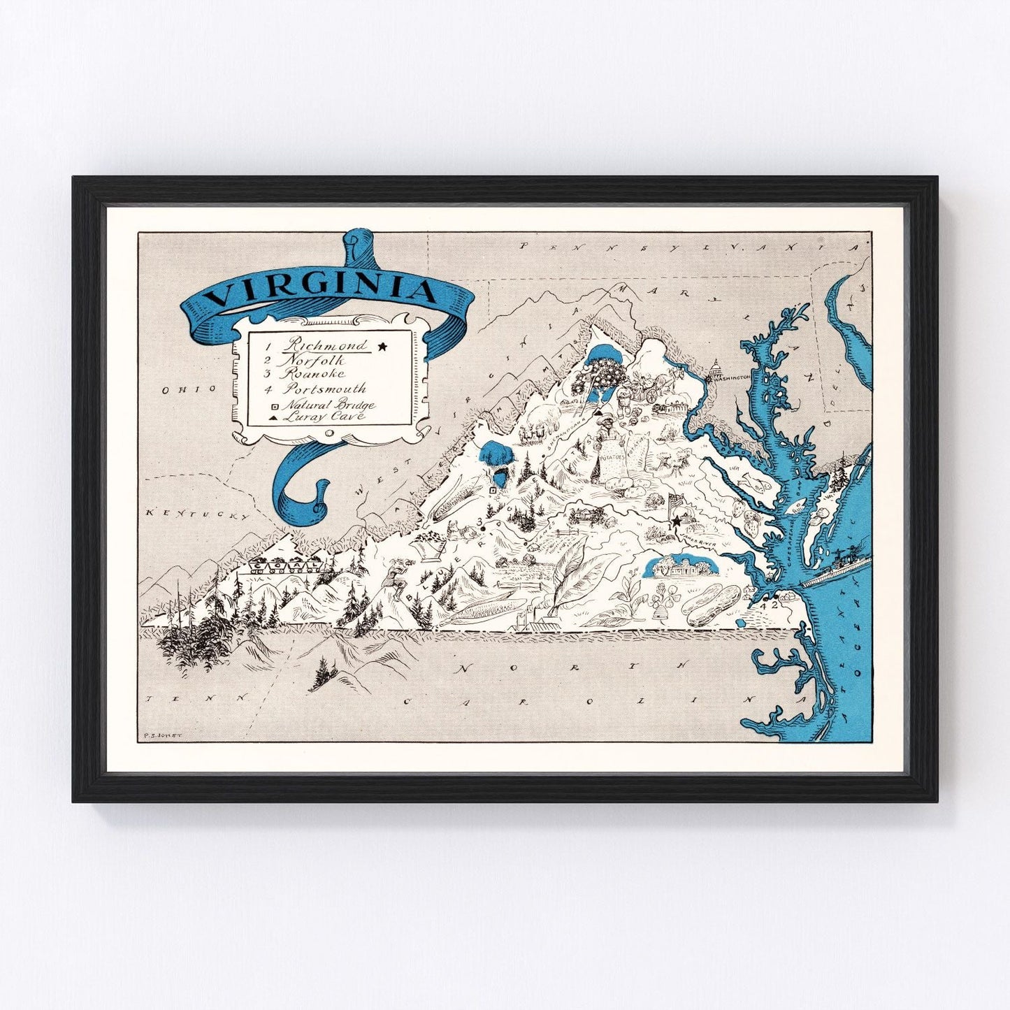Vintage map of Virginia, 1931, digitally restored