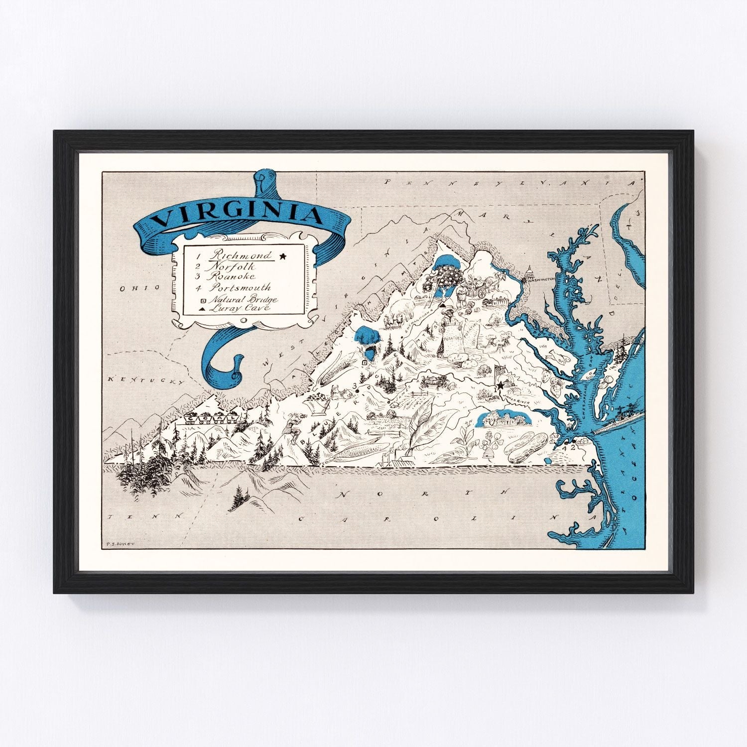 Vintage map of Virginia, 1931, digitally restored