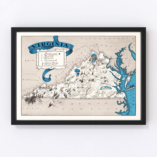 Vintage map of Virginia, 1931, digitally restored